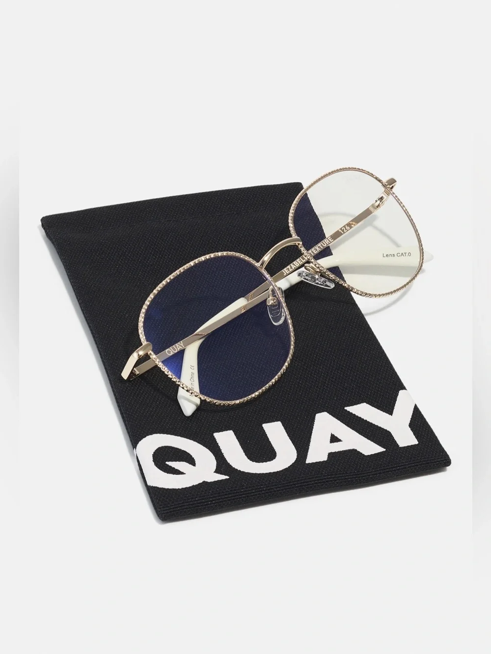 Quay Australia Jezebell Twist gold metal blue-light glasses - NWT!